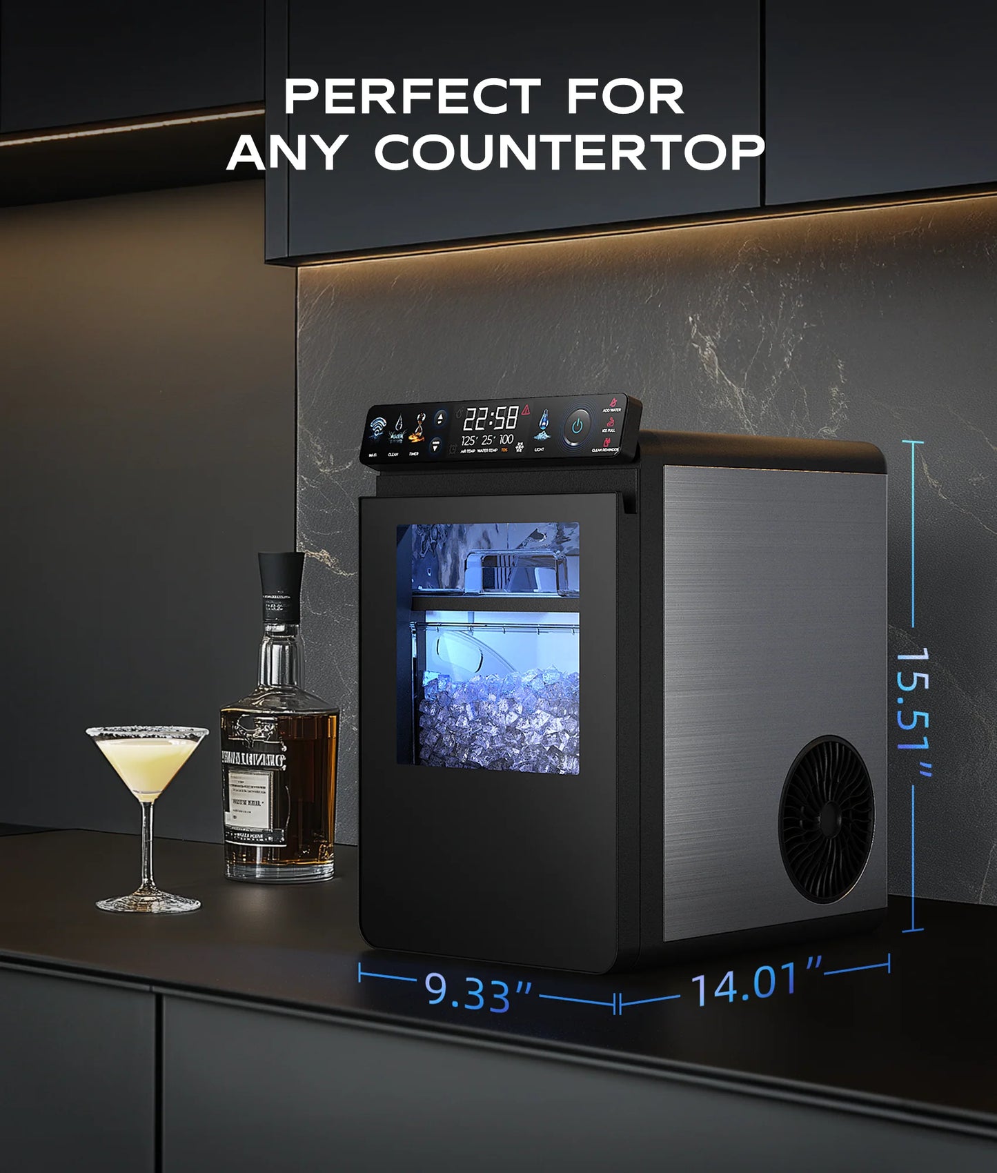 Mistalo Machine à glaçons Nugget avec panneau LED intelligent