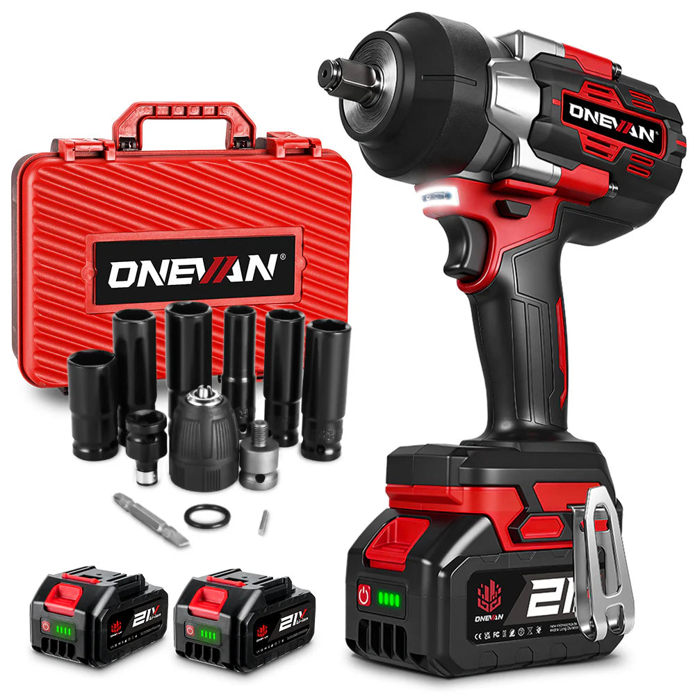 ONEVAN Visseuse à Chocs Sans Fil Brushless 1/2" de 2800 N·m | Compatible avec Batterie Makita 18V