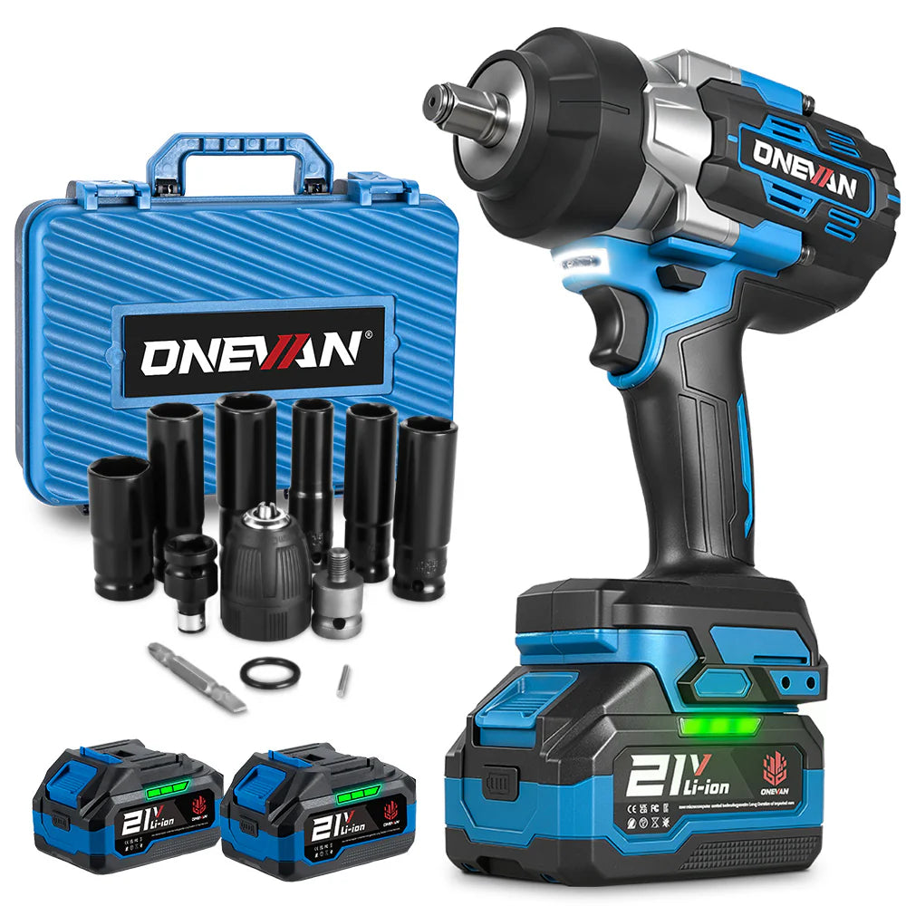 ONEVAN Visseuse à Chocs Sans Fil Brushless 1/2" de 2800 N·m | Compatible avec Batterie Makita 18V