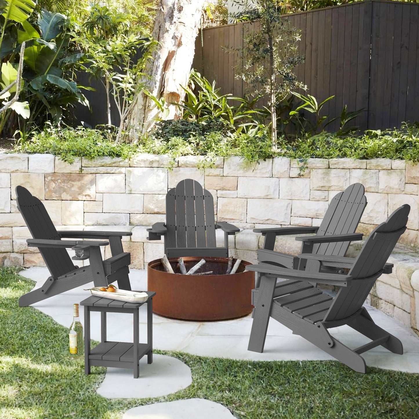 grey adirondack chair with cup holder