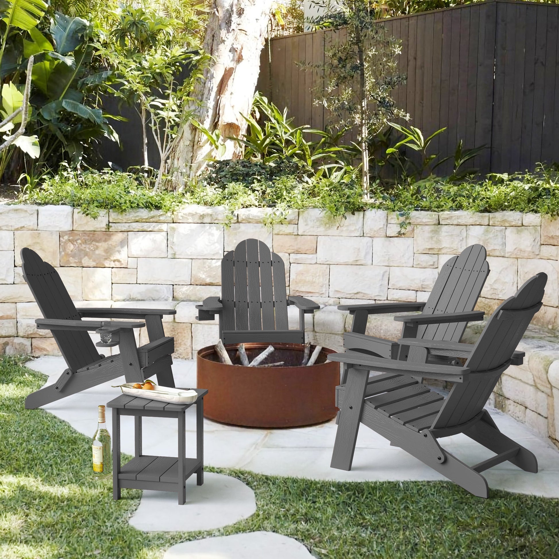 grey adirondack chair with cup holder
