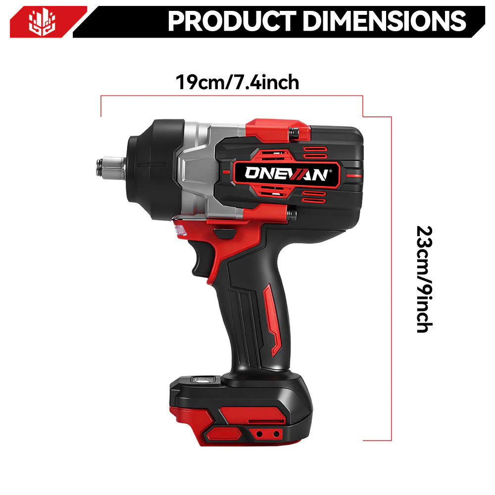 ONEVAN Visseuse à Chocs Sans Fil Brushless 1/2" de 2800 N·m | Compatible avec Batterie Makita 18V