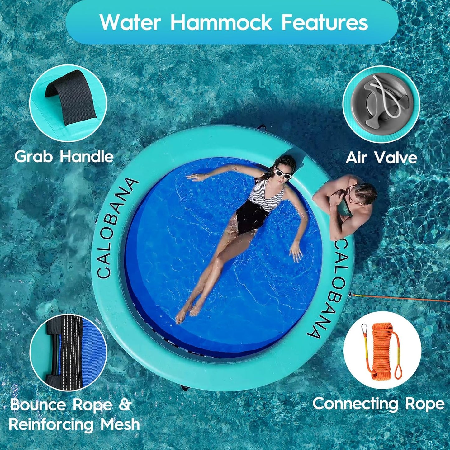 CALOBANA - Hamaca inflable redonda flotante para agua