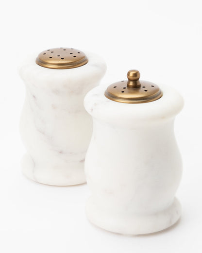 Lot de 2 salières et poivrières en marbre