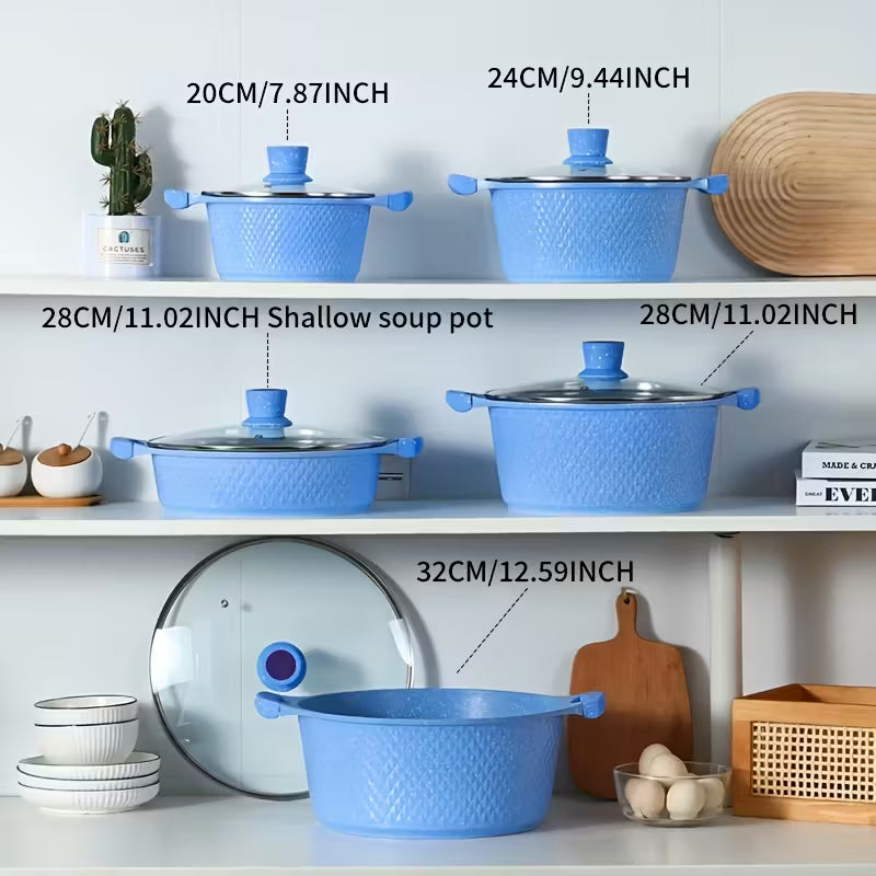 Ensemble d'ustensiles de cuisine avec casserole et poêle revêtues de pierre Maifan