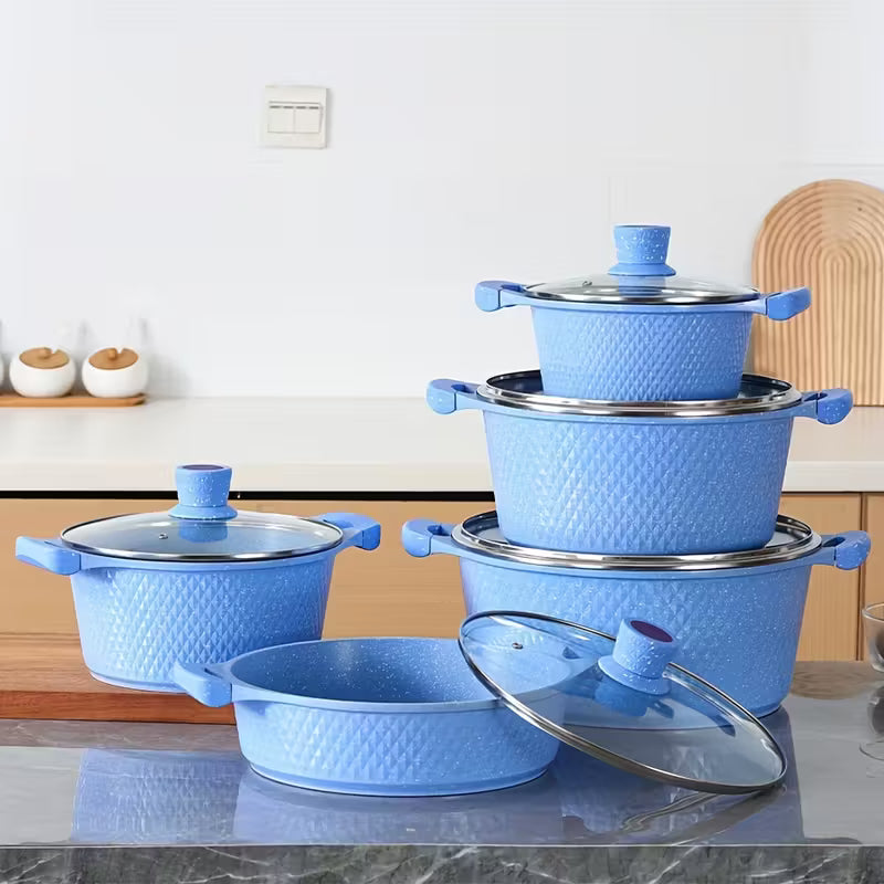 Ensemble d'ustensiles de cuisine avec casserole et poêle revêtues de pierre Maifan
