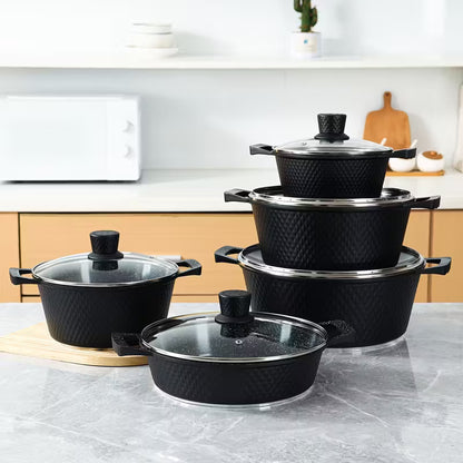 Ensemble d'ustensiles de cuisine avec casserole et poêle revêtues de pierre Maifan