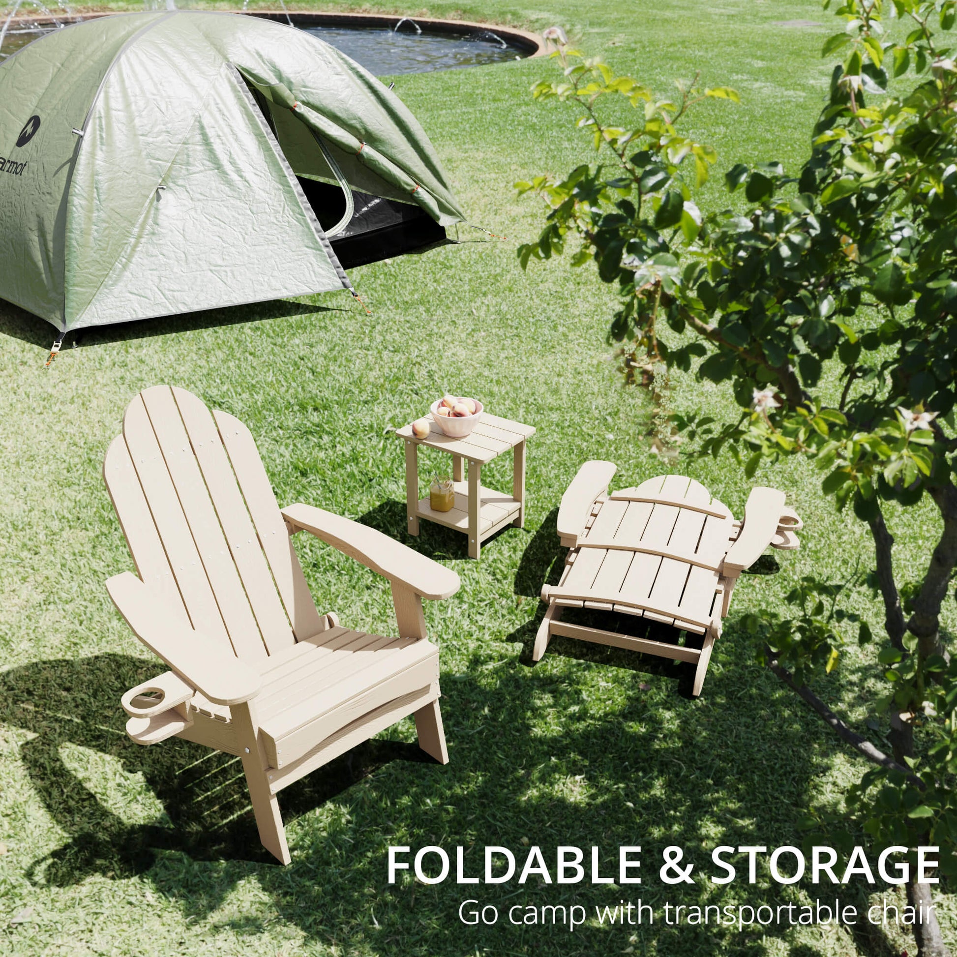 Miranda Foldable Adirondack Chairs with Cup Holders