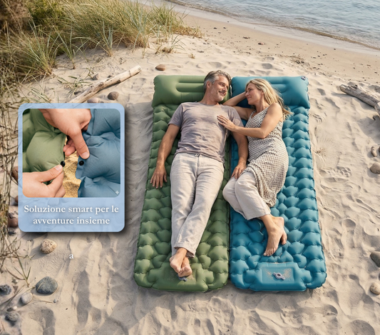 A Materasso Gonfiabile Portatile 3-in-1 Gonfiaggio 30sec + Travesseiro Integrato