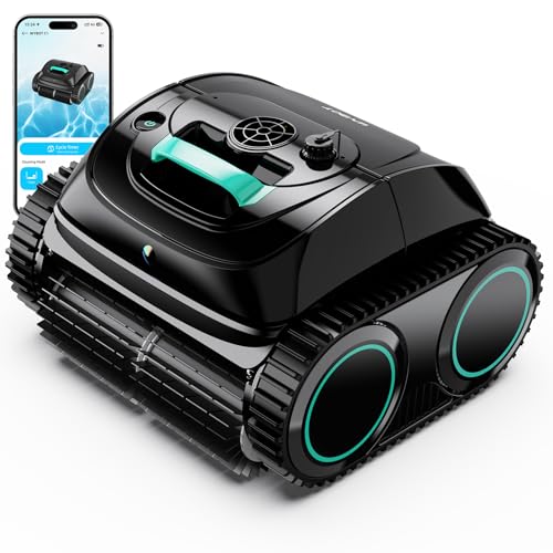 WYBOT Pool Vacuum for Inground Pools, 4-in-1 Cordless Robotic Pool Cleaner for Above Ground Pools, Triple-Motor up to 1,614 Sq.ft, Wall & Waterline Cleaning, WiFi & Bluetooth (Grey) - Forest Green & Black