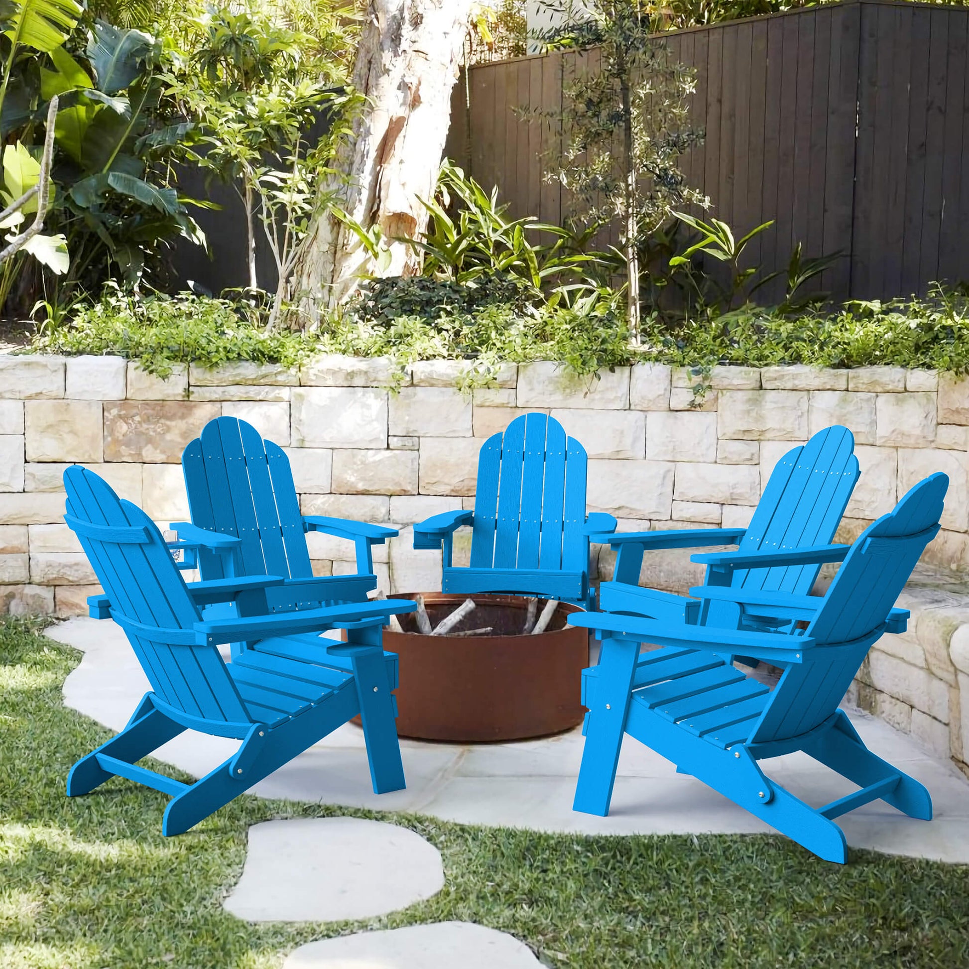 Miranda Foldable Adirondack Chairs with Cup Holders