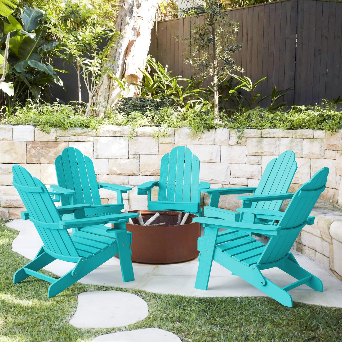 Miranda Foldable Adirondack Chairs with Cup Holders