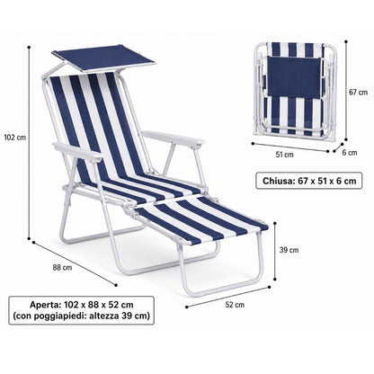 Sedia Reclinabile Pieghevole con Visiera Parasole e Poggiagambe 🏖️☀️