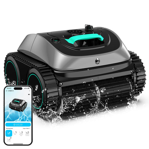 WYBOT Pool Vacuum for Inground Pools, 4-in-1 Cordless Robotic Pool Cleaner for Above Ground Pools, Triple-Motor up to 1,614 Sq.ft, Wall & Waterline Cleaning, WiFi & Bluetooth (Grey)