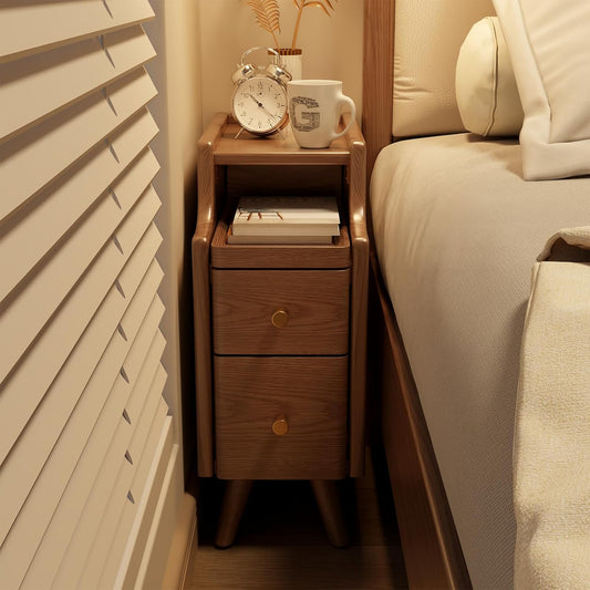 Set di 2 comodini stretti bianchi – Tavolini da letto piccoli in legno con cassetti per camere da letto compatte 🛏️✨