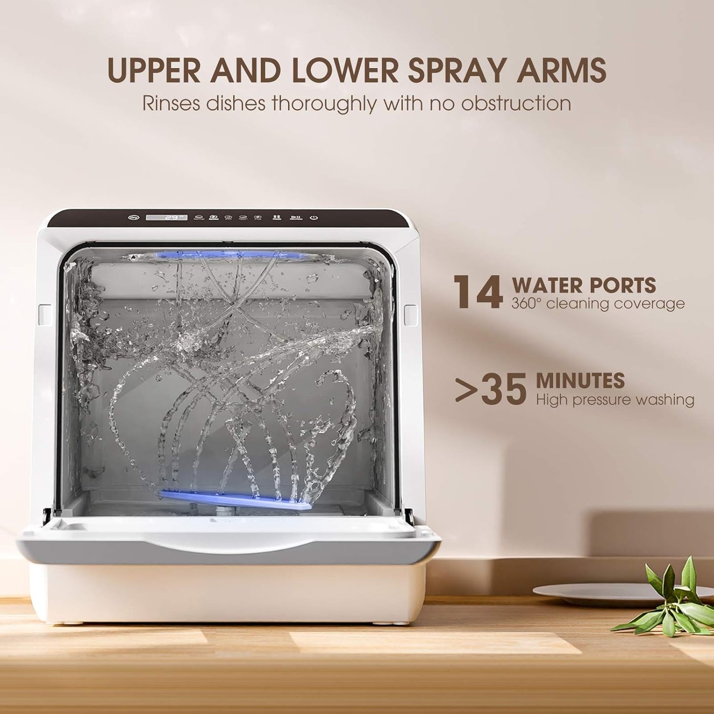 Lavastoviglie portatile da banco – Compatta 5L, 5 programmi, asciugatura ad aria 🍽️✨