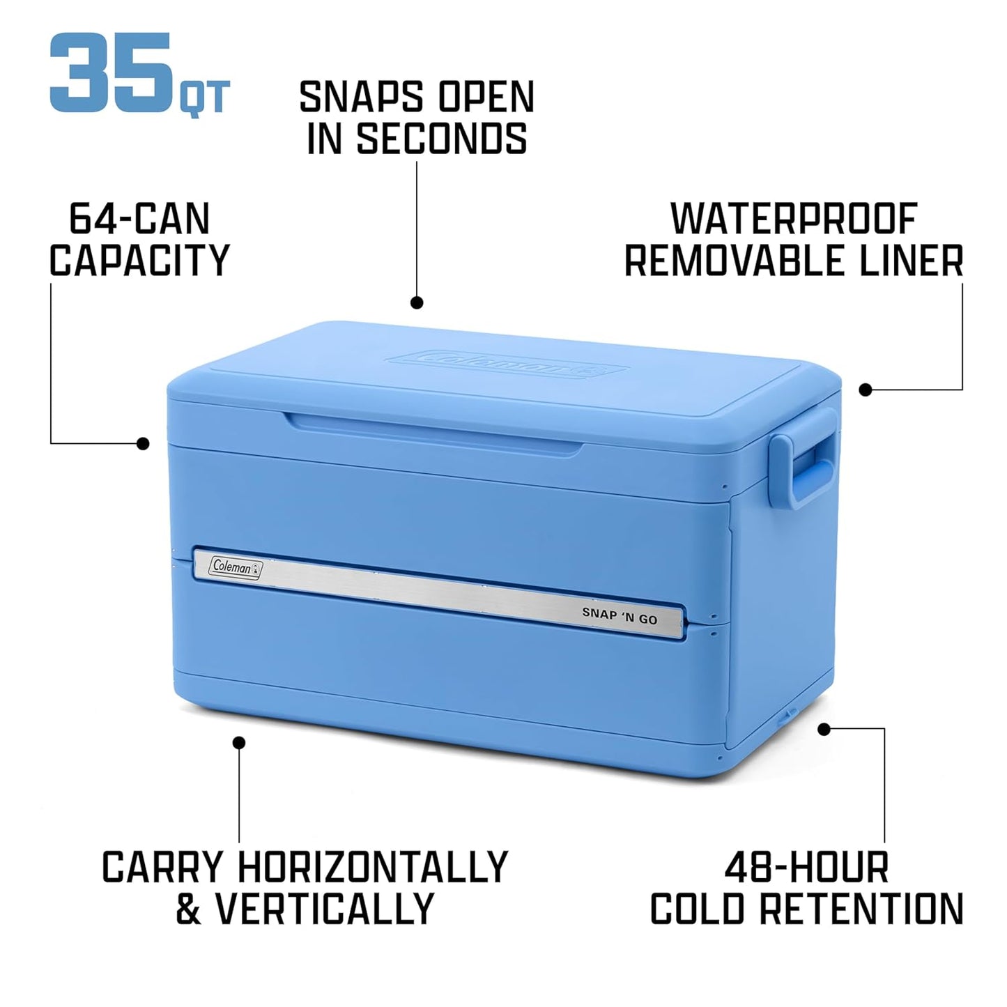 Coleman Snap ‘N Go 45QT Borsa Frigo Rigida Pieghevole – 55H Freddo, Fodera Removibile 🧊