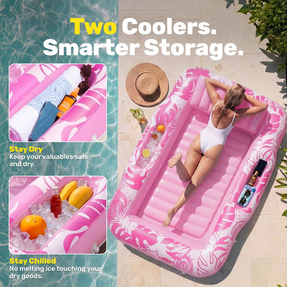 Lettino gonfiabile per abbronzatura con refrigeratore – 6 in 1 (70" x 53") ☀️🏖️