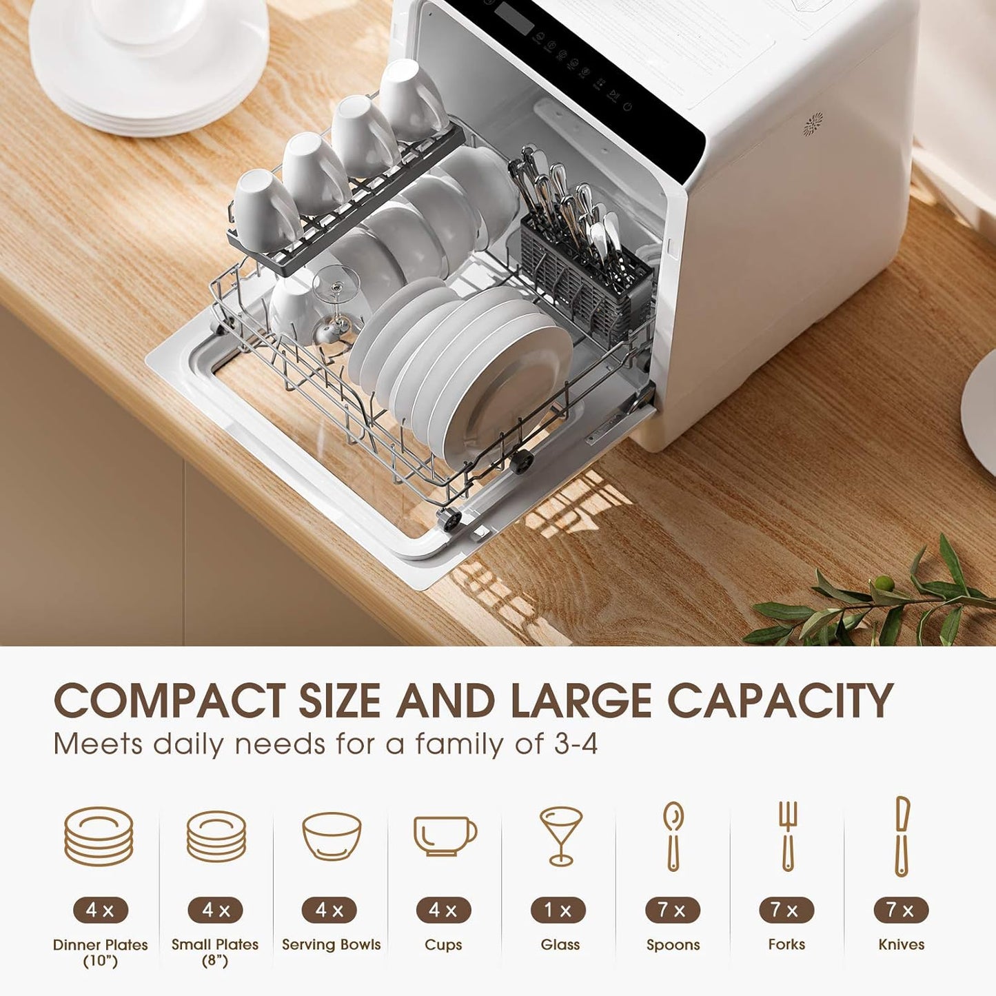 Lavastoviglie portatile da banco – Compatta 5L, 5 programmi, asciugatura ad aria 🍽️✨