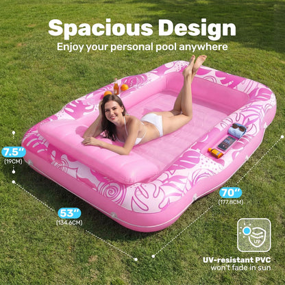 Lettino gonfiabile per abbronzatura con refrigeratore – 6 in 1 (70" x 53") ☀️🏖️
