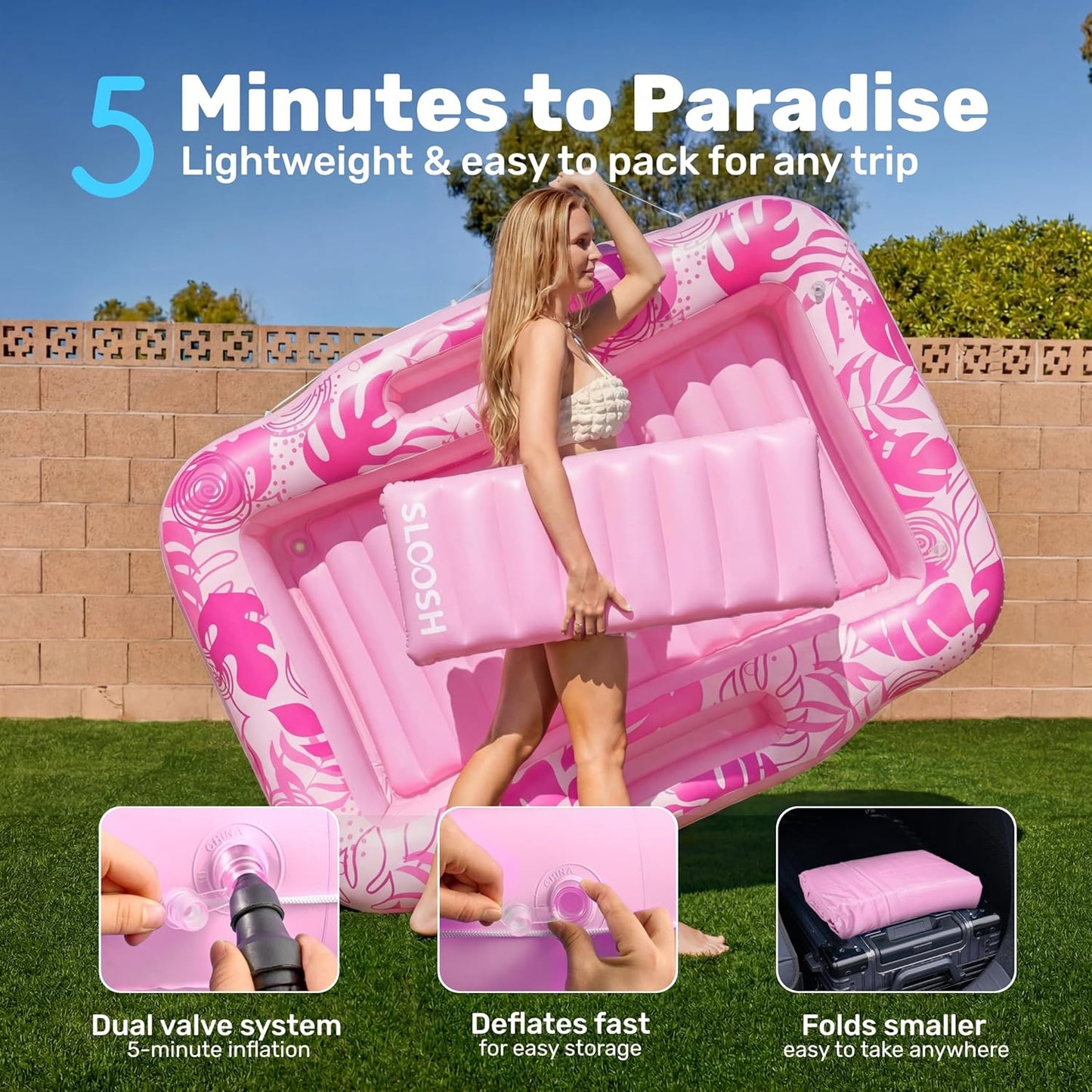 Lettino gonfiabile per abbronzatura con refrigeratore – 6 in 1 (70" x 53") ☀️🏖️
