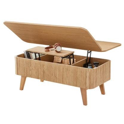 3 in 1 Convertible Fluted Lift Top Coffee Table with Storage