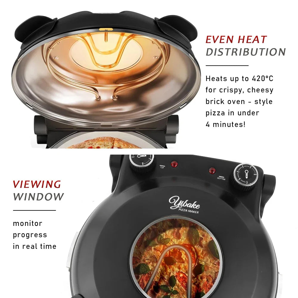 YIBAKE Elektrischer Pizzaofen 12 Zoll