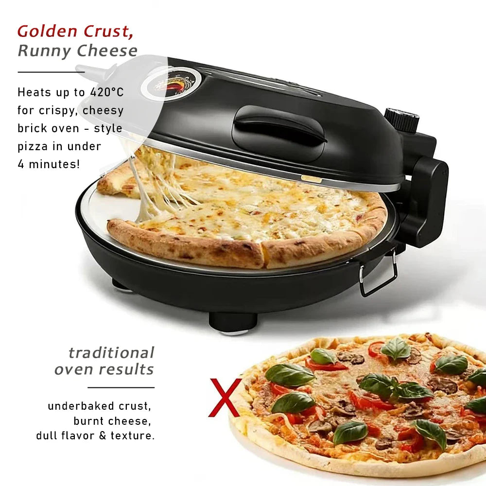 YIBAKE Elektrischer Pizzaofen 12 Zoll