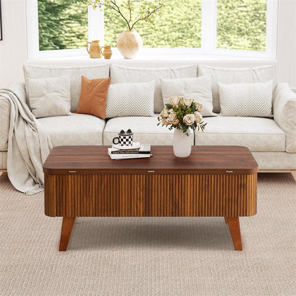 3 in 1 Convertible Fluted Lift Top Coffee Table with Storage